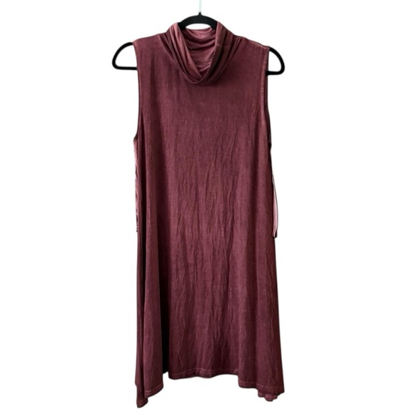 POL Fringe That Covers Open Back Cowl Neck Tank Wine Dress Women’s Sz Medium New - Picture 1 of 5